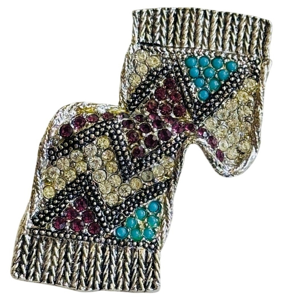 Sarah Coventry‎ Signed Shangri-la Brooch Pin VTG blue Cabochon purple Rhinestone